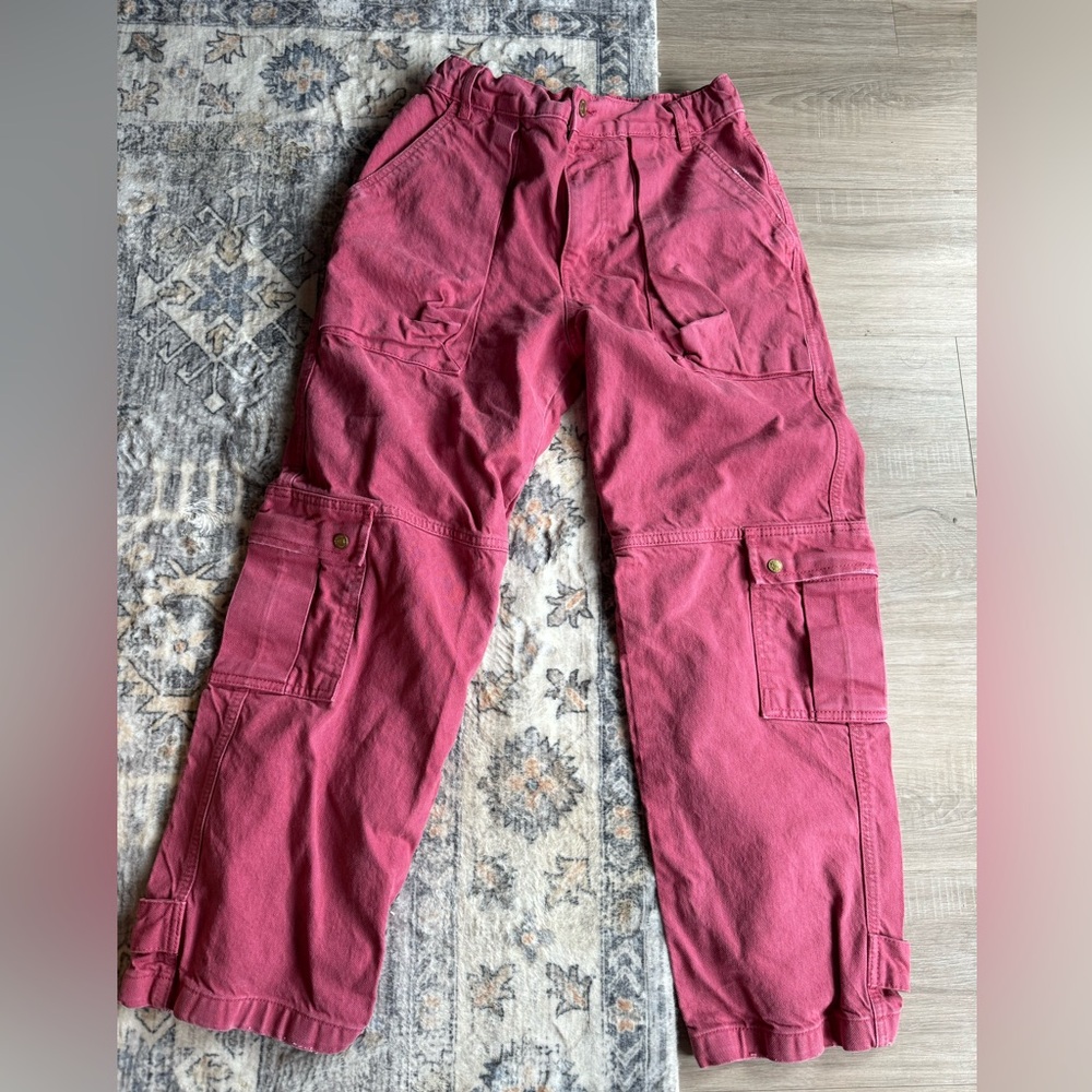 Free People Pink Cargo Jeans